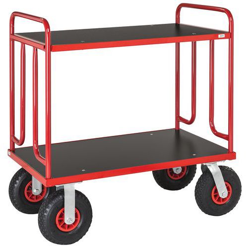 Carrello con ripiano in legno 2 ripiani 1000x600 mm - 500 kg,