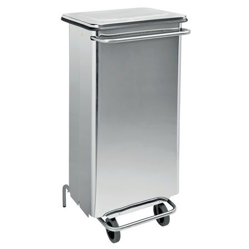 Cassonetto mobile a pedale rimovibile tubolari inox 110 L,