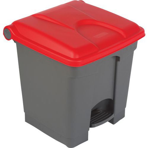 Contenitore per rifiuti Step-On grigio e rosso 30L - Manutan,