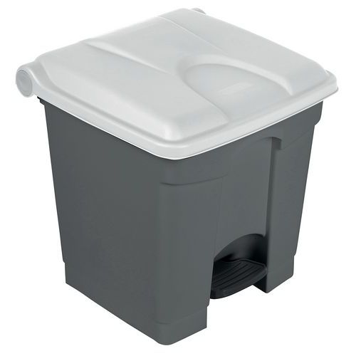Contenitore per rifiuti Step-On grigio e bianco 30L-Manutan,