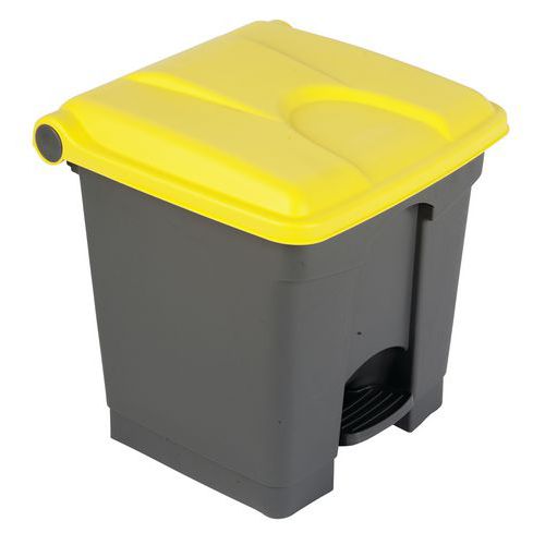 Contenitore per rifiuti Step-On grigio e giallo 30L-Manutan,