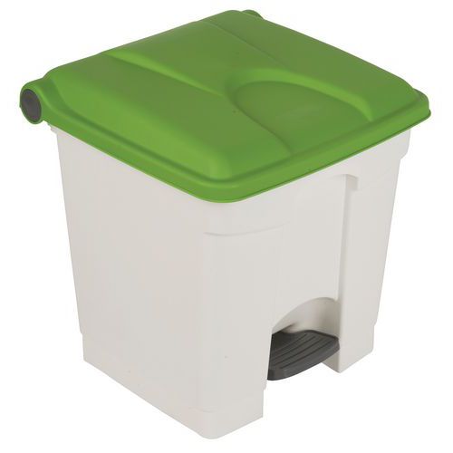 Contenitore per rifiuti Step-On bianco e verde 30L - Manutan,
