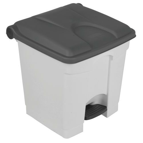 Contenitore per rifiuti Step-On bianco e grigio 30L-Manutan,