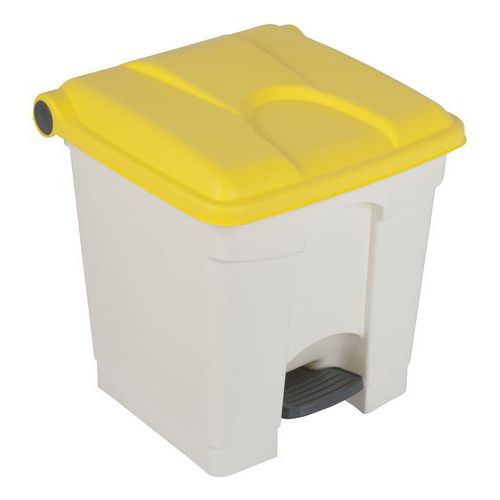 Contenitore per rifiuti Step-On bianco e giallo 30L-Manutan,