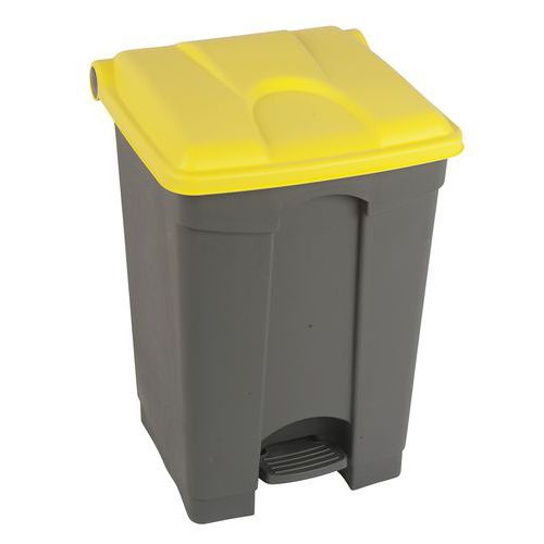 Contenitore per rifiuti Step-On grigio e giallo 45L-Manutan,