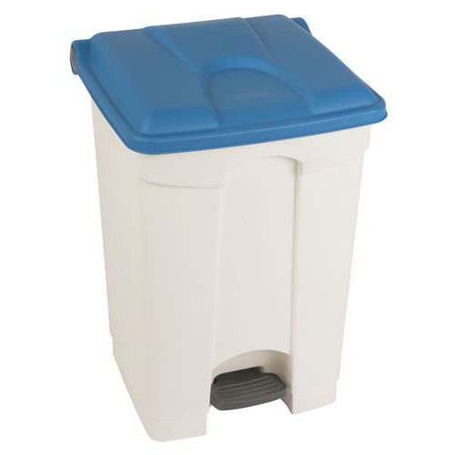 Contenitore per rifiuti Step-On bianco e blu 45L - Manutan,