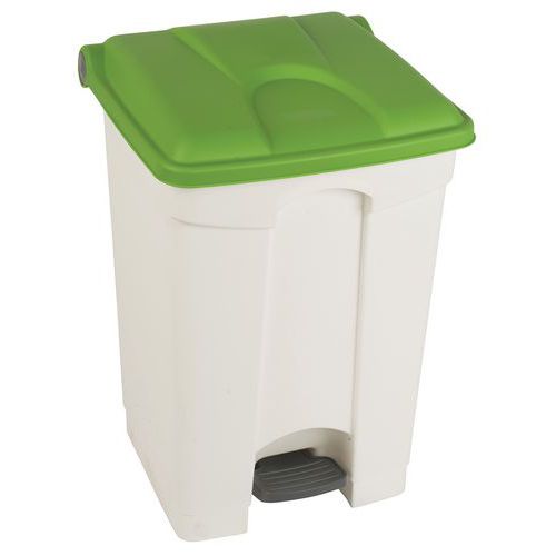 Contenitore per rifiuti Step-On bianco e verde 45L - Manutan,