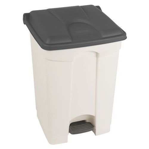 Contenitore per rifiuti Step-On bianco e grigio 45L-Manutan,