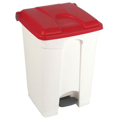 Contenitore per rifiuti Step-On bianco e rosso 45L - Manutan,