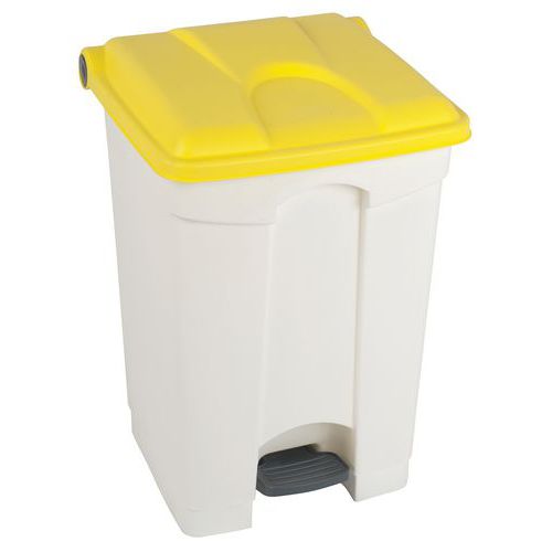Contenitore per rifiuti Step-On bianco e giallo 45L-Manutan,