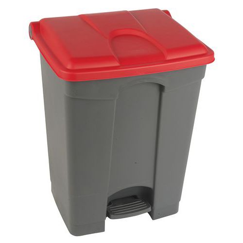 Contenitore per rifiuti Step-On grigio e rosso 70L - Manutan,