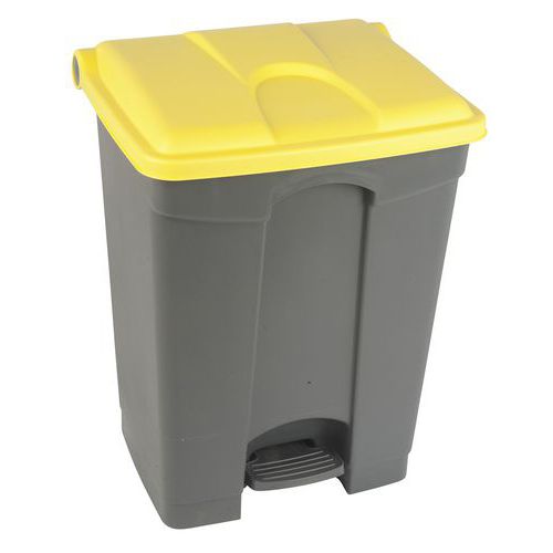 Contenitore per rifiuti Step-On grigio e giallo 70L-Manutan,