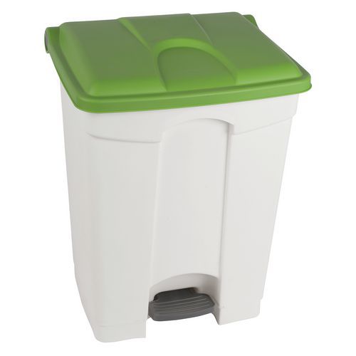 Contenitore per rifiuti Step-On bianco e verde 70L - Manutan,