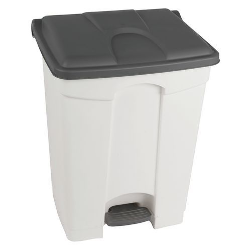 Contenitore per rifiuti Step-On bianco e grigio 70L-Manutan,