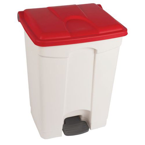 Contenitore per rifiuti Step-On bianco e rosso 70L - Manutan,
