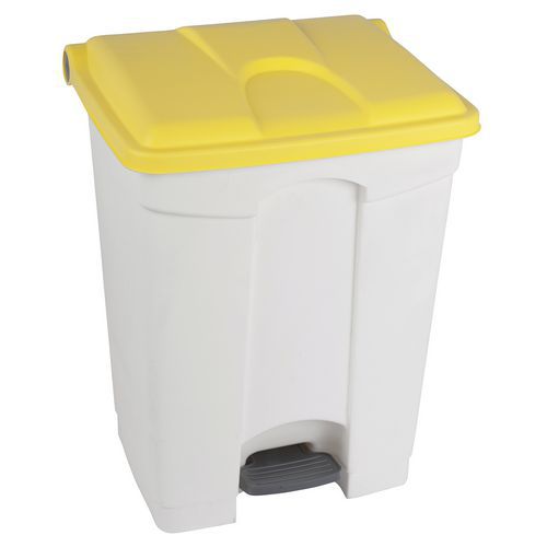 Contenitore per rifiuti Step-On bianco e giallo 70L-Manutan,
