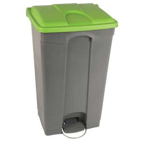 Contenitore per rifiuti Step-On grigio e verde 90L - Manutan,