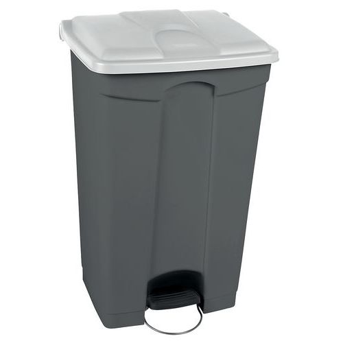Contenitore per rifiuti Step-On grigio e bianco 90L-Manutan,