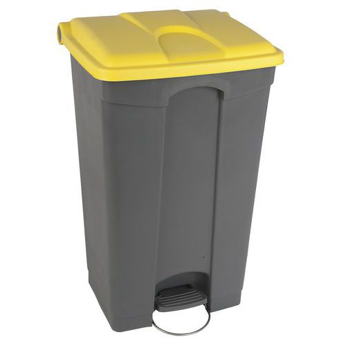 Contenitore per rifiuti Step-On grigio e giallo 90L-Manutan,