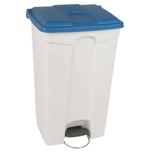 Contenitore per rifiuti Step-On bianco e blu 90L - Manutan,