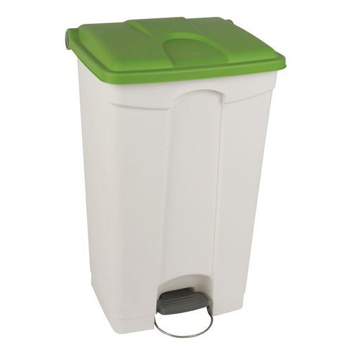 Contenitore per rifiuti Step-On bianco e verde 90L - Manutan,