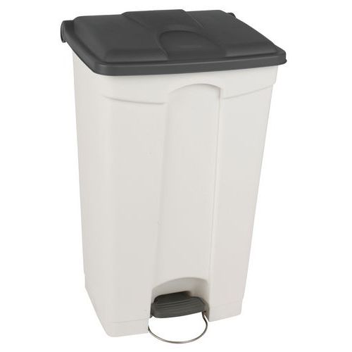 Contenitore per rifiuti Step-On bianco e grigio 90L-Manutan,