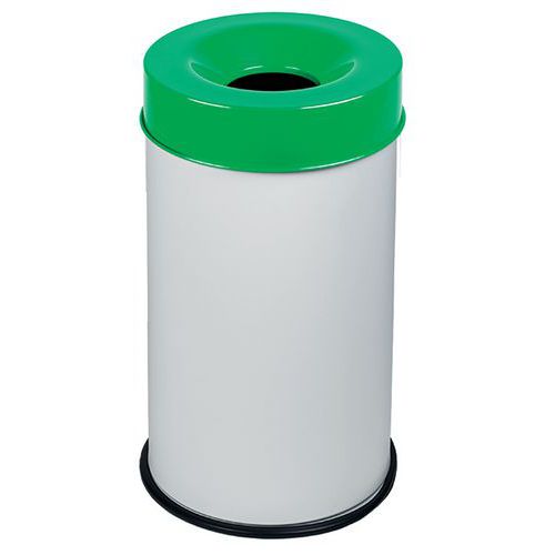 Cestino bianco ignifugo con coperchio verde 50 L,