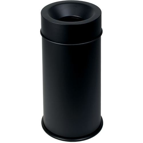 Cestino nero ignifugo con coperchio nero 90 L,
