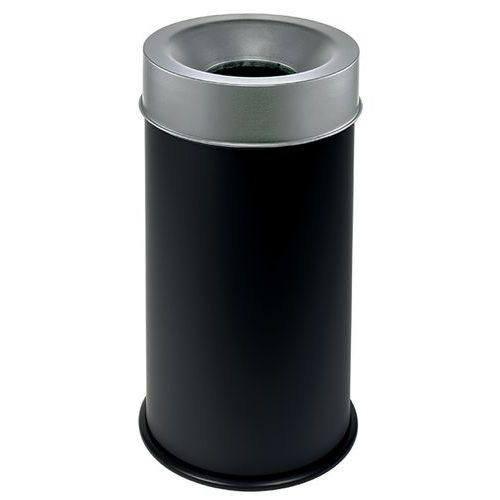 Cestino nero ignifugo con coperchio grigio 90 L,