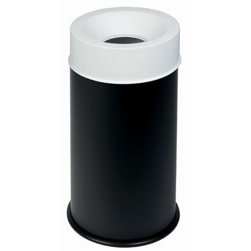 Cestino nero ignifugo con coperchio bianco 90 L,
