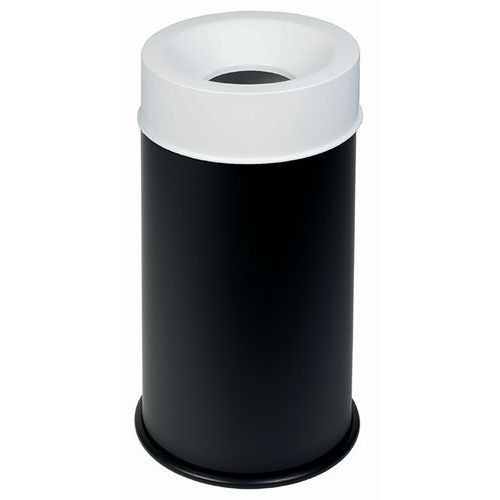 Cestino nero ignifugo con coperchio bianco 50 L,