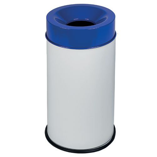 Cestino bianco ignifugo con coperchio blu 90 L,
