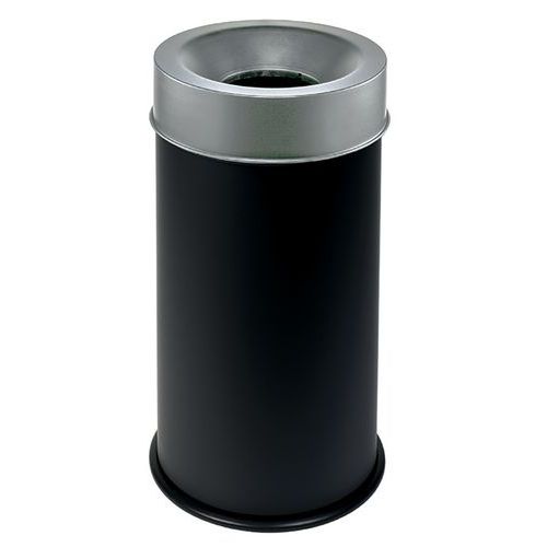 Cestino nero ignifugo con coperchio grigio 50 L,