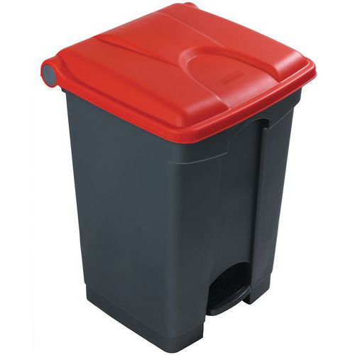 Contenitore per rifiuti Step-On grigio e rosso 45L - Manutan,