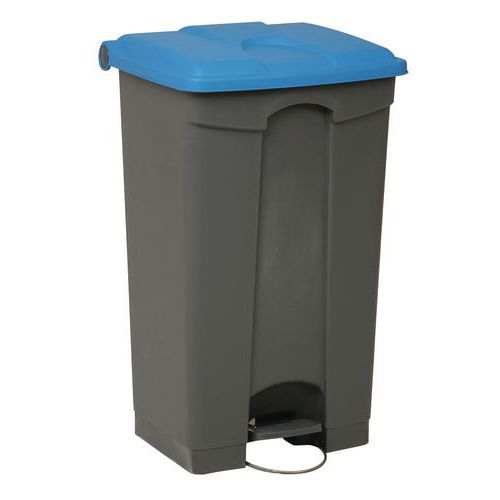 Contenitore per rifiuti Step-On grigio e blu 90L - Manutan,