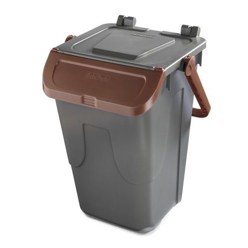 Pattumiera riciclaggio in plastica marrone 35L-Mobil Plastic,