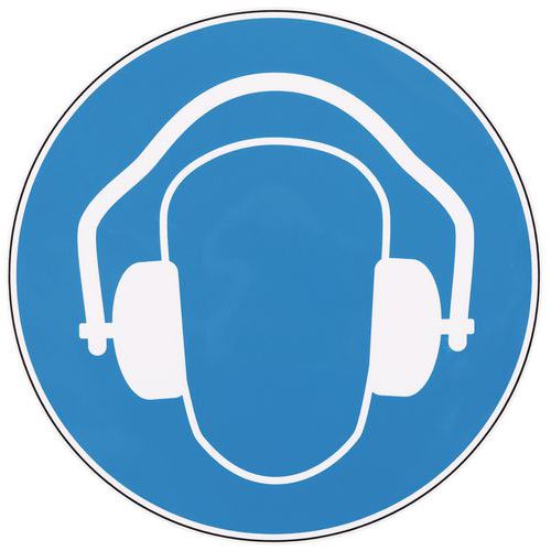 Cartello Protezione uditiva obbligatoria - Adesivo 200 mm,