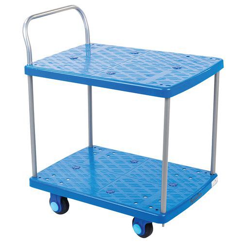 Carrello in plastica a 2 ripiani portata 150 kg,