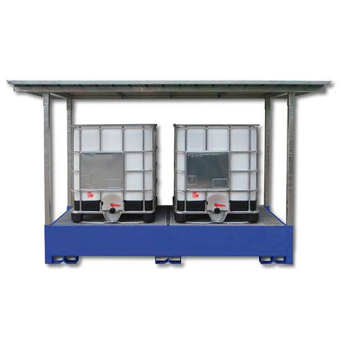 Vasca verniciata per 2 IBC con tettoia zincata,