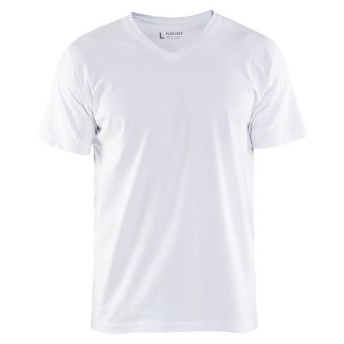 Blaklader Uomo Bianco T-Shirt Con Scollo A V - Immagine 2