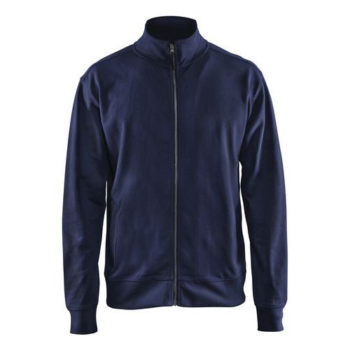 Felpa con zip blu marina taglia XL,