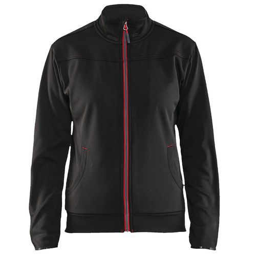 Felpa con zip da donna blu nero/rosso taglia XL,