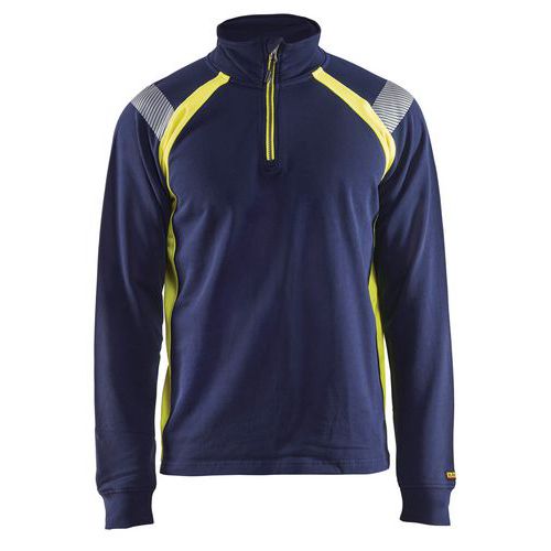 Felpa con scollo a camioncino blu/giallo fluo 4XL,