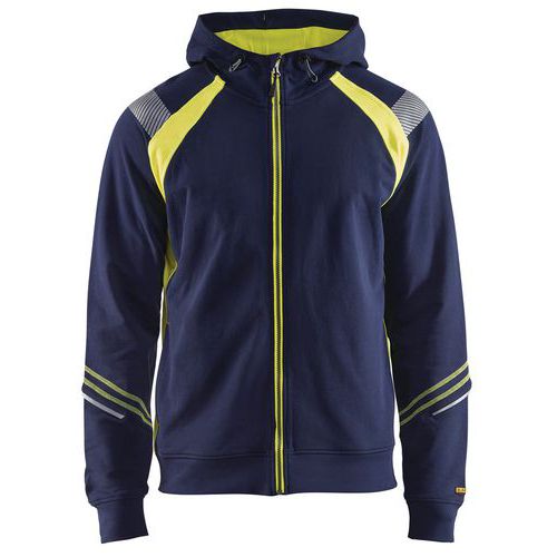 Felpa con cappuccio blu/giallo fluorescente 4XL,