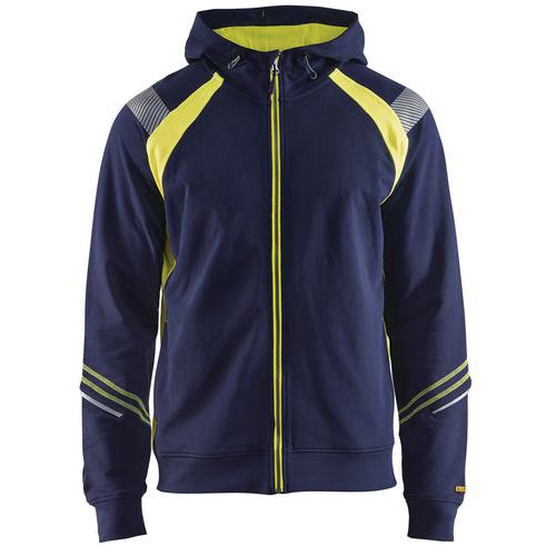 Felpa con cappuccio blu/giallo fluorescente XL,