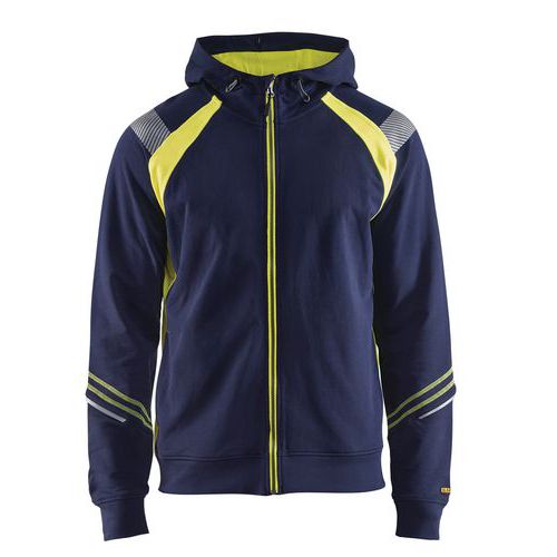 Felpa con cappuccio e zip giallo fluorescente XS,