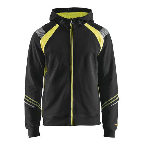 Felpa con cappuccio nero/giallo fluorescente 4XL,