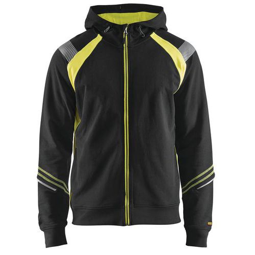 Felpa con cappuccio nero/giallo fluorescente XL,