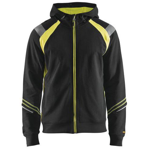 Felpa con cappuccio nero/giallo fluorescente XXXL,