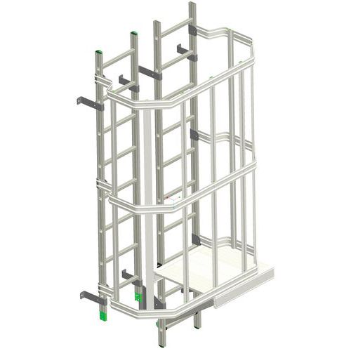 Modulo sdoppiamento scala gabbia con pianerottolo riposo,